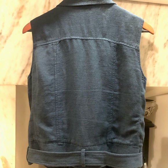 Elizabeth & James Linen Dark Teal Vest Size Small - Picture 3 of 5
